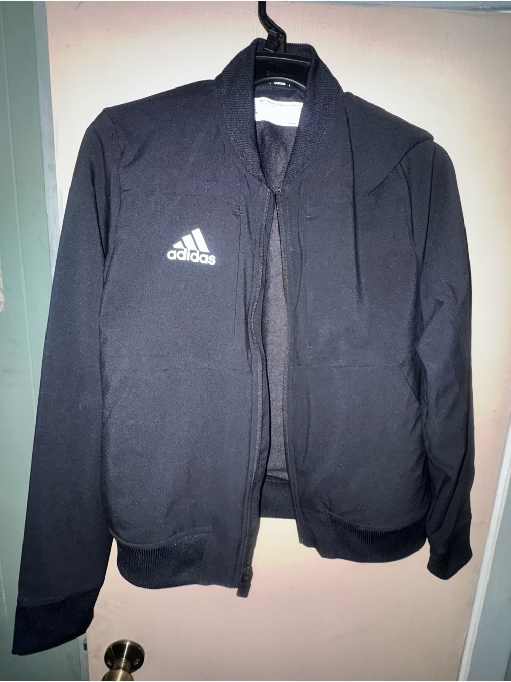 adidas Black Men's Bomber Jacket with White Logo